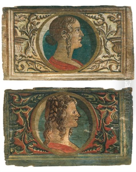 Ritratto Di Nobiluomo - Bildnis Eines Herrn (+ Ritratto Di Nobildonna - Bildnis Einer Dame; Pair) Oil Painting by Bonifacio Bembo