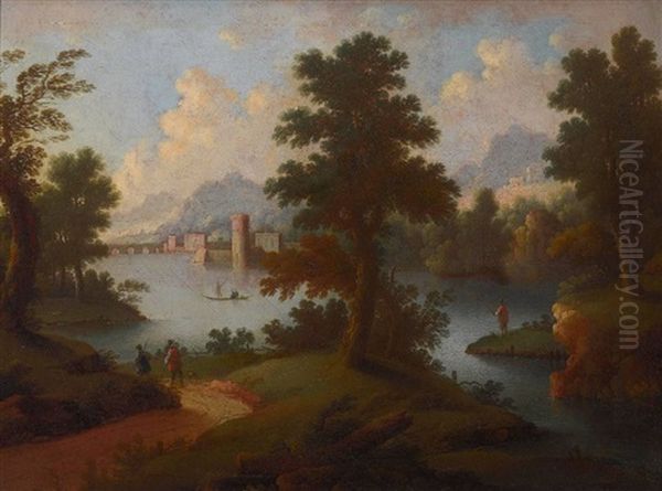 Flusslandschaft Oil Painting by Carl Sebastian von Bemmel