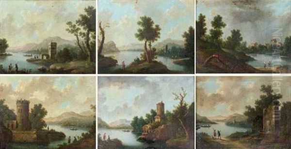 Paysages De Riviere Animes De Personnages (6 Works) Oil Painting by Jacob Gerritsz van Bemmel