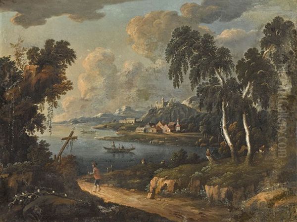 Uferlandschaft Oil Painting by Johann Christoph Von Bemmel