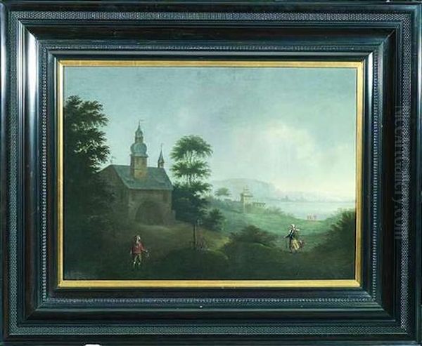 Fluslandschaft Mit Einem Torhaus Oil Painting by Johann Christoph Von Bemmel