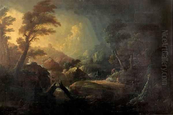 Landschaft Bei Aufziehendem Gewitter Oil Painting by Peter Von Bemmel