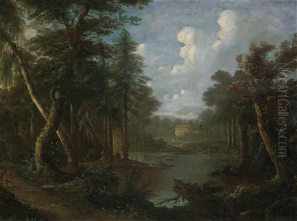 Oberitalienische Fluslandschaft Oil Painting by Peter Von Bemmel