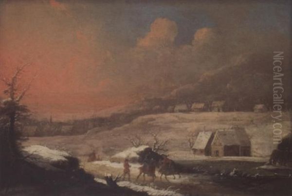 Winterlandschaft Oil Painting by Peter Von Bemmel