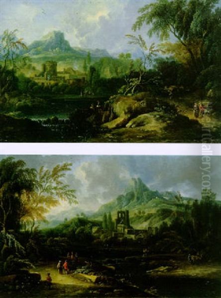 Sudlicher Landschaft Mit Figurenstaffage Oil Painting by Peter Von Bemmel