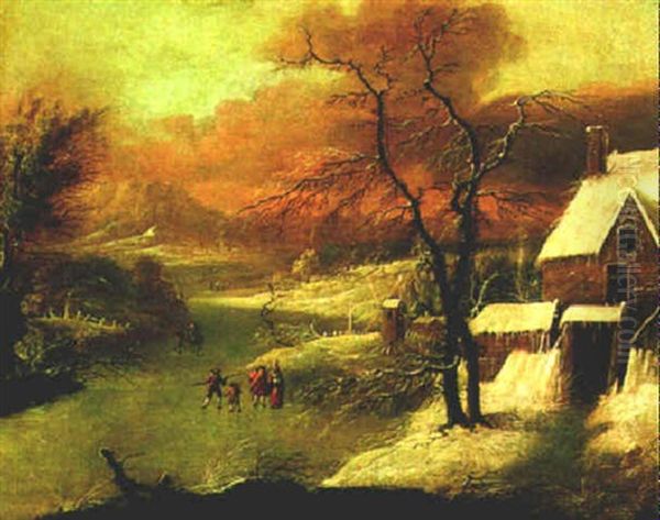 Winter Landscape Oil Painting by Peter Von Bemmel