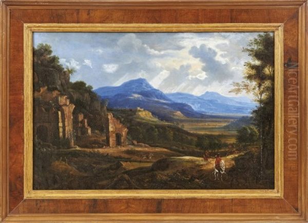 Reiter In Sudlicher Landschaft Mit Ruinen Oil Painting by Willem Van Bemmel