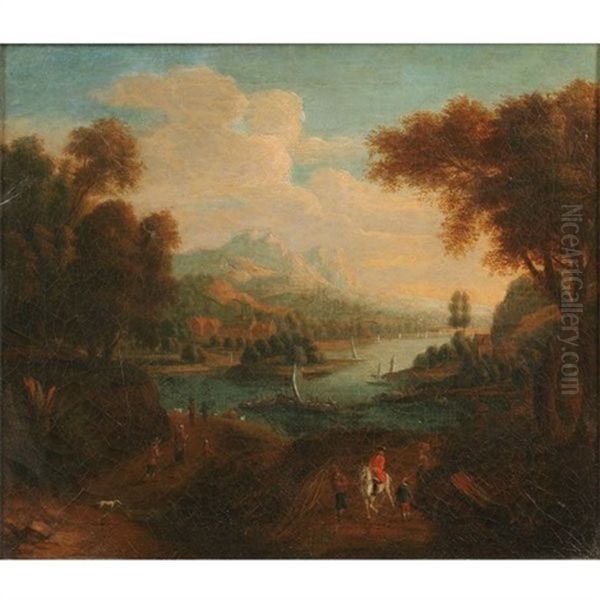 Lake And Mountain Vista Oil Painting by Willem Van Bemmel