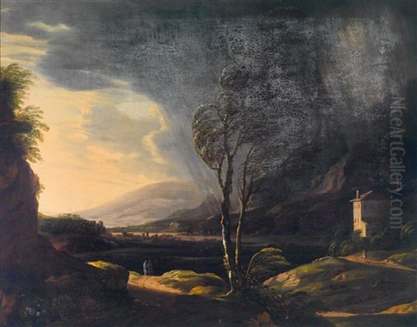 Berglandschaft Bei Sturm Oil Painting by Willem Van Bemmel