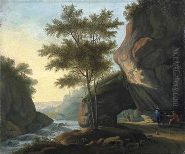 Felslandschaft Mit Wildbach Und Felsentor Oil Painting by Willem Van Bemmel