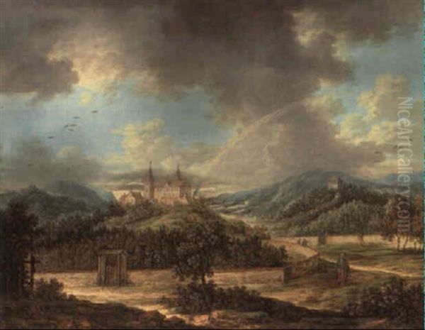 Weite Hugelige Landschaft Mit Kastell Und Weinbergen Oil Painting by Willem Van Bemmel