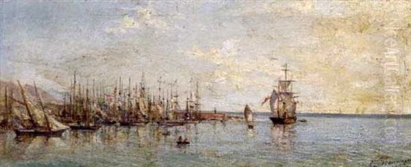 Marina Oil Painting by Cayetano Benavent y Rocamora