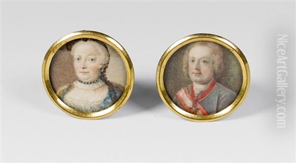 Pair Of Miniatures: Maria Theresia And Franz Stephan Of Lothringen Oil Painting by Antonio Bencini