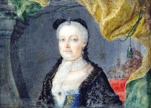 Kaiserin Maria Theresia In Witwentracht Oil Painting by Antonio Bencini