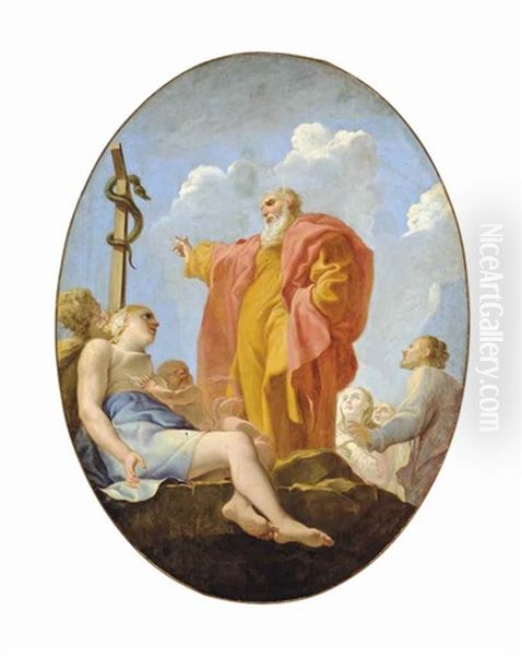 Moses And The Brazing Serpent Oil Painting by Federico Bencovich