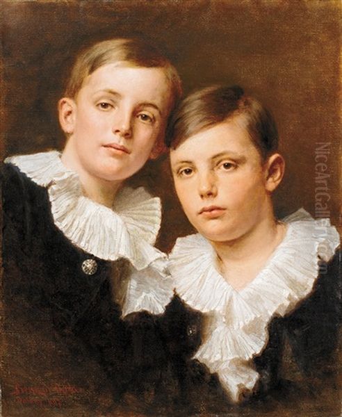 Brothers (portrait Of Count Pejacsevich-miko, Pal And Endre) Oil Painting by Gyula von (Julius de) Benczur