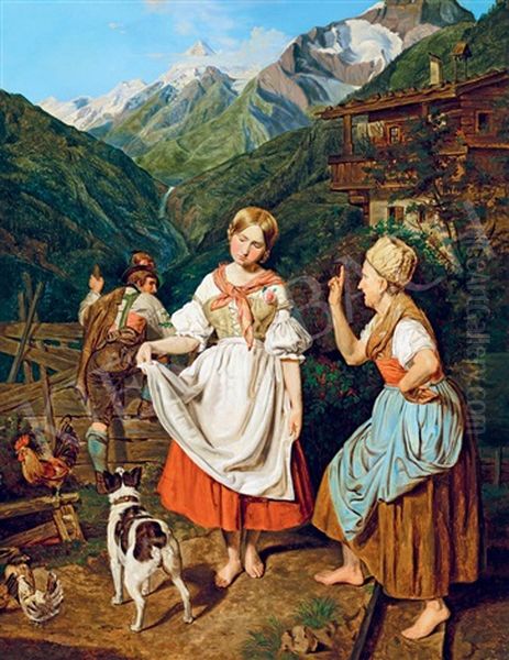 Meeting (scene) Oil Painting by Gyula von (Julius de) Benczur