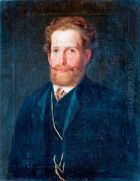 Ferfiportre Oil Painting by Gyula von (Julius de) Benczur