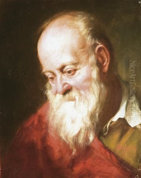 Szakallas Ferfi Portreja (a Muvesz Nagyapja?) Oil Painting by Gyula von (Julius de) Benczur