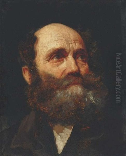 Ferfifej (head Of A Man) Oil Painting by Gyula von (Julius de) Benczur