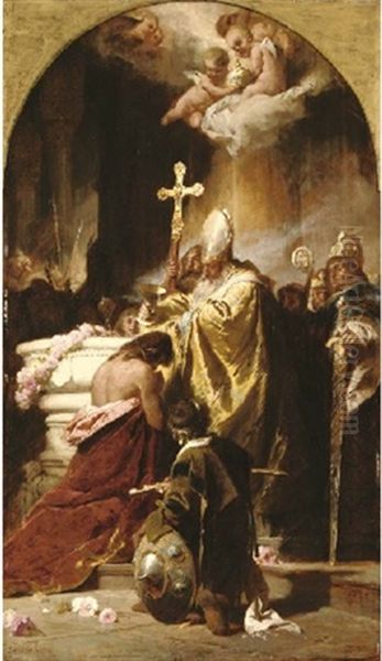 Baptism Of The Vajk Oil Painting by Gyula von (Julius de) Benczur