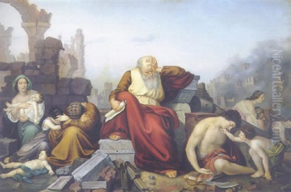 Jeremias Auf Den Trummern Jerusalems by Edouard Julius Friedrich Bendemann