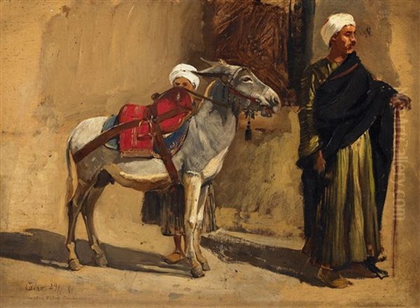 Araber Mit Seinem Esel. Studie by Rudolf (Christian Eugen) Bendemann