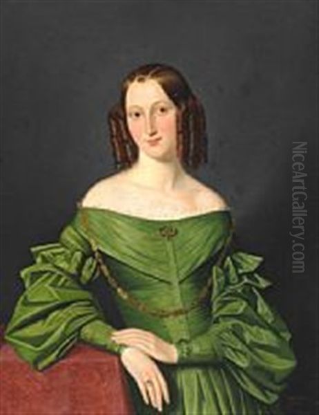 Portrait Of Countess Schulin (nee Holck) Oil Painting by Bernhard Axel Bendixen