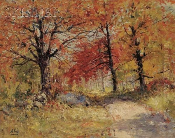 Autumn Woods Oil Painting by Henry Hammond Ahl