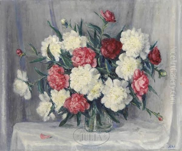 Splash Of Carnations Oil Painting by Henry Hammond Ahl