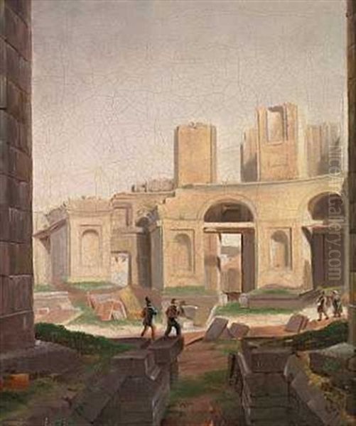 Marmorkirkens Ruin Oil Painting by Wilhelm Ferdinand Bendz