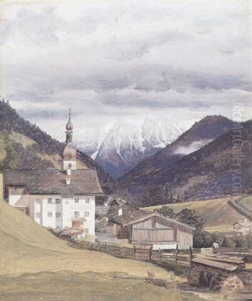 Kirken I Ramsau, Ostrig Oil Painting by Wilhelm Ferdinand Bendz