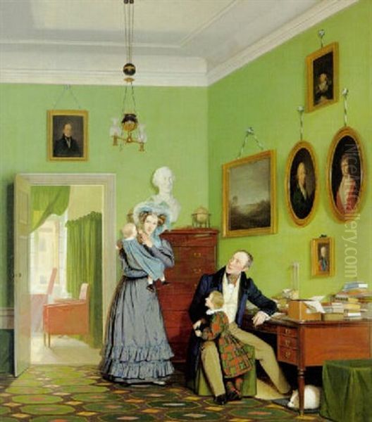 Det Waagepetersenske Familiebillede Oil Painting by Wilhelm Ferdinand Bendz