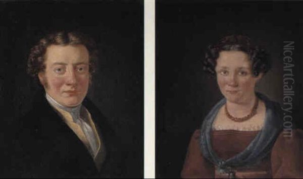 Portrait Of Mr. And Mrs. Von Christierson Oil Painting by Wilhelm Ferdinand Bendz