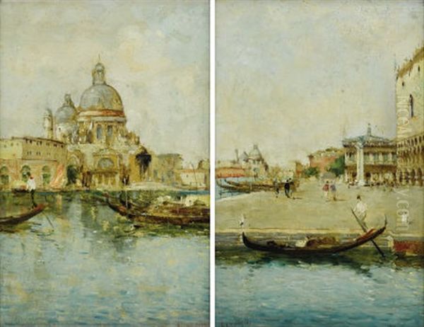 Piazza San Marco (+ Basilica Di San Marco; Pair) Oil Painting by Andrea Benedetti