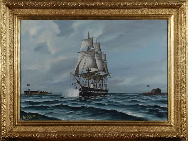 Angfregatten Vanadis Oil Painting by Arvid Ahlberg