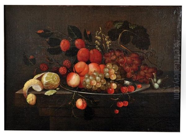 Nature Morte Aux Abricots, Raisins, Cerises Et Citron Oil Painting by Andries Benedetti