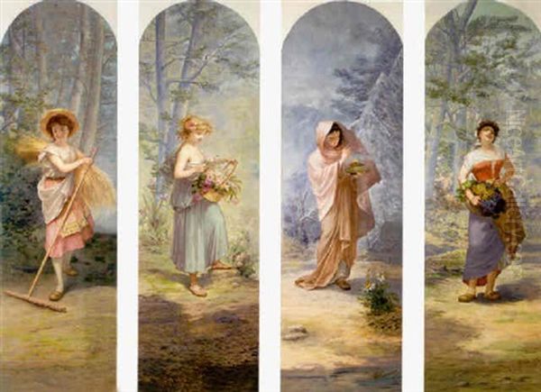 Les Quatre Saisons Oil Painting by Maurice de Benedetti