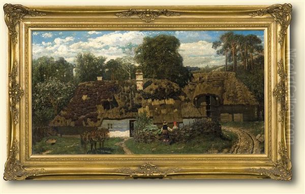 Homestead Near Cracov Oil Painting by Ludomir Ludwik Dominik Benedyktowicz