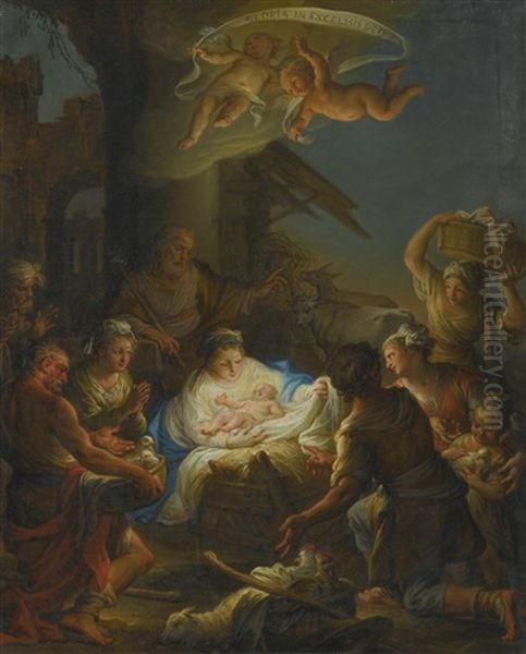 The Adoration Of The Shepherds Oil Painting by Marco Benefial