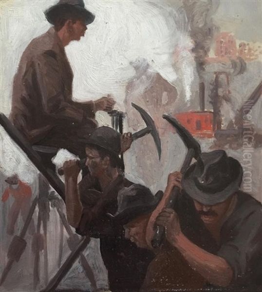 On The Job Oil Painting by Gerrit Albertus Beneker