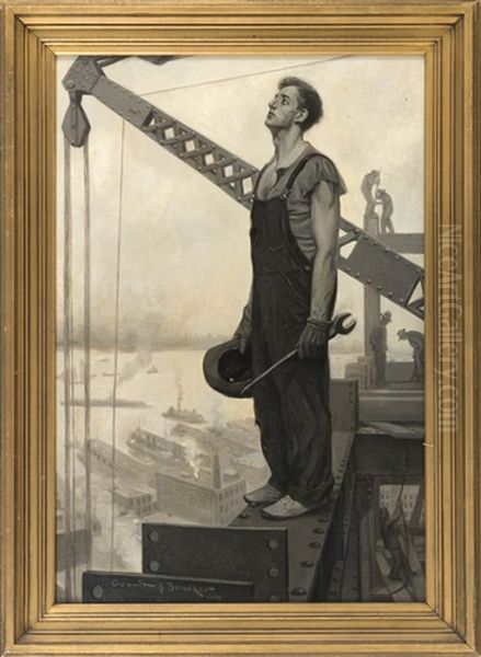 Steel Worker Oil Painting by Gerrit Albertus Beneker