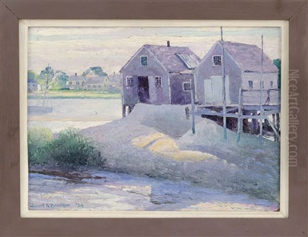 Fishing Shacks, Likely Wellfleet, Massachusetts Oil Painting by Gerrit Albertus Beneker