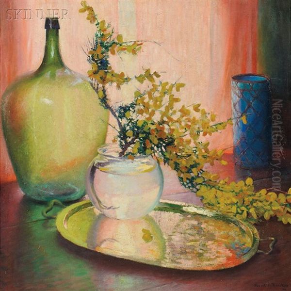 Still Life - Scotch Broom Oil Painting by Gerrit Albertus Beneker