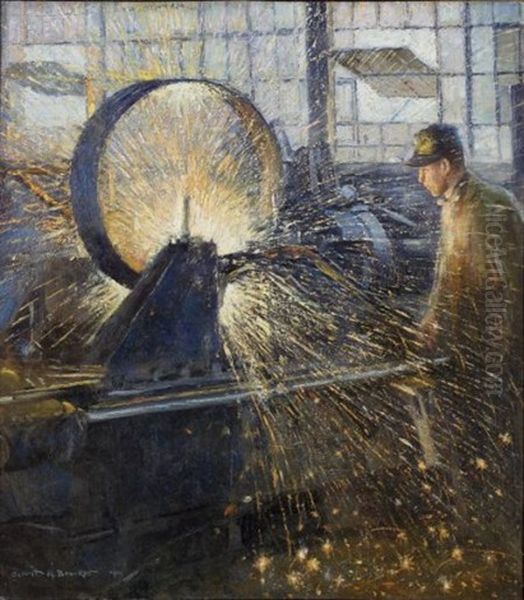 Welding Oil Painting by Gerrit Albertus Beneker