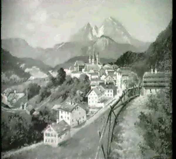 Blick Auf Berchtesgaden, Im Hintergrund Der Watzmann Oil Painting by Josef Ferdinand Benesch