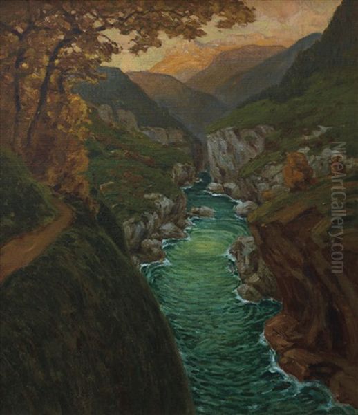 Paesaggio Ligure Col Torrente Arroscia by Alberto Beniscelli