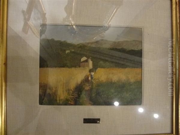 A Paessaggio Nel Campo Di Grano Oil Painting by Vittorio Benisson