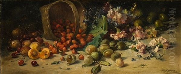 Bodegon De Frutas Y Flores Oil Painting by Blas Benlliure Gil