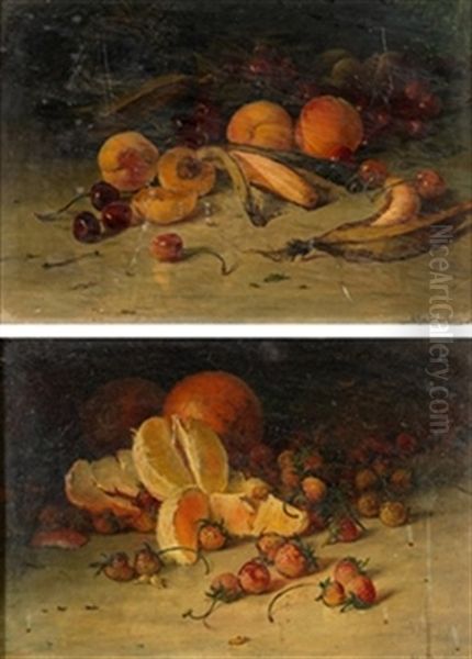 Bodegones De Frutas (pair( Oil Painting by Blas Benlliure Gil